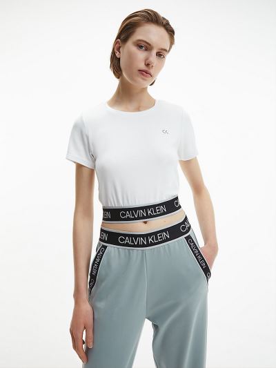 Calvin Klein Ruhák HU011314 | Calvin Klein Cropped Gym Női Póló Világos Fehér